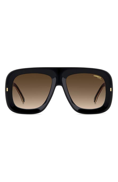 Carrera Eyewear Special Edition Flaglab 18 57mm Gradient Square Shield Sunglasses In Black Gold/brown Sf