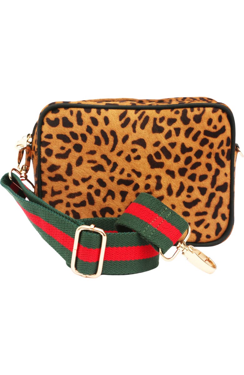 The Artisan & Company Leopard Leather Camera Crossbody Bag, Main, color, Leopard Print