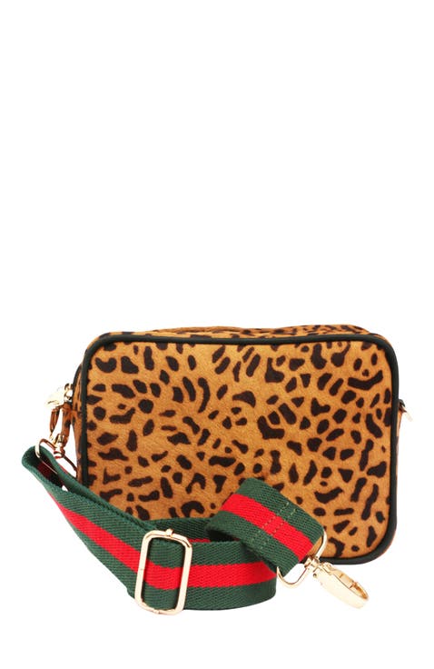 Leopard Leather Camera Crossbody Bag