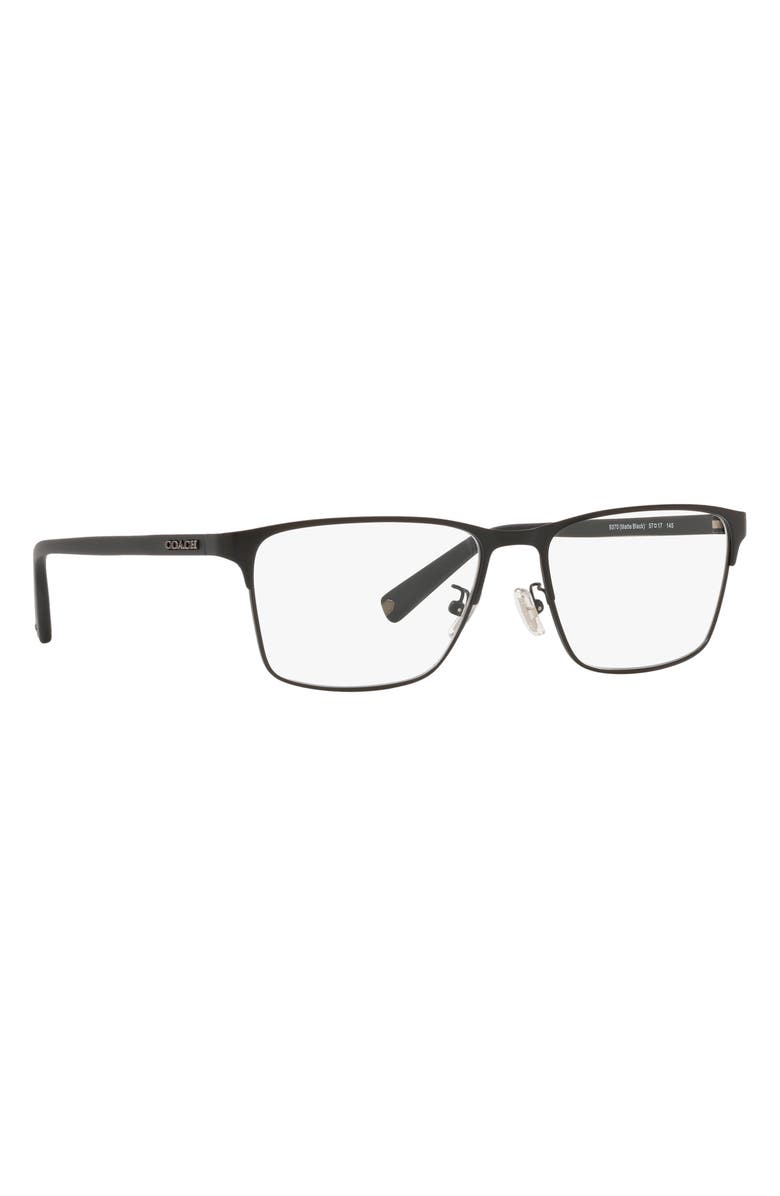 COACH 57mm Rectangular Optical Glasses, Alternate, color, Matte Black / Demo Lens