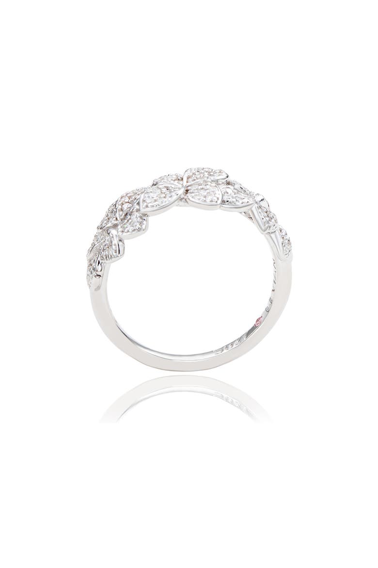 Sterling Silver CZ Pavé Flower Ring, Alternate, color, WHITE