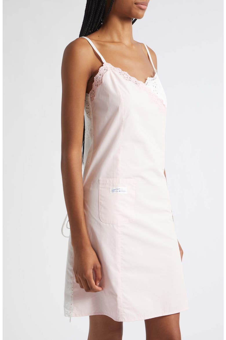 Chamomile Lace Trim Cotton Poplin & Eyelet Slipdress, Alternate, color, PINK