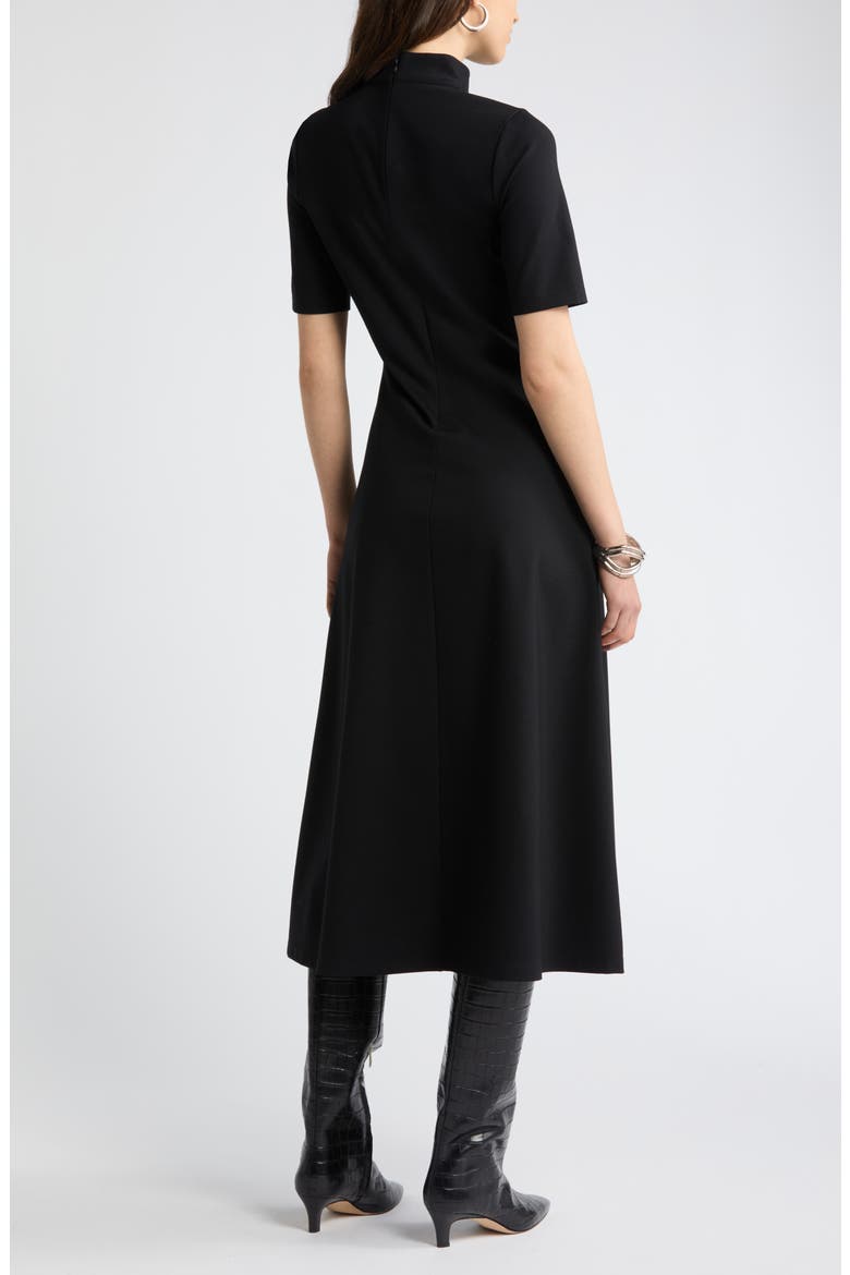 Mock Neck Ponte Knit Fit & Flare Dress, Alternate, color, BLACK