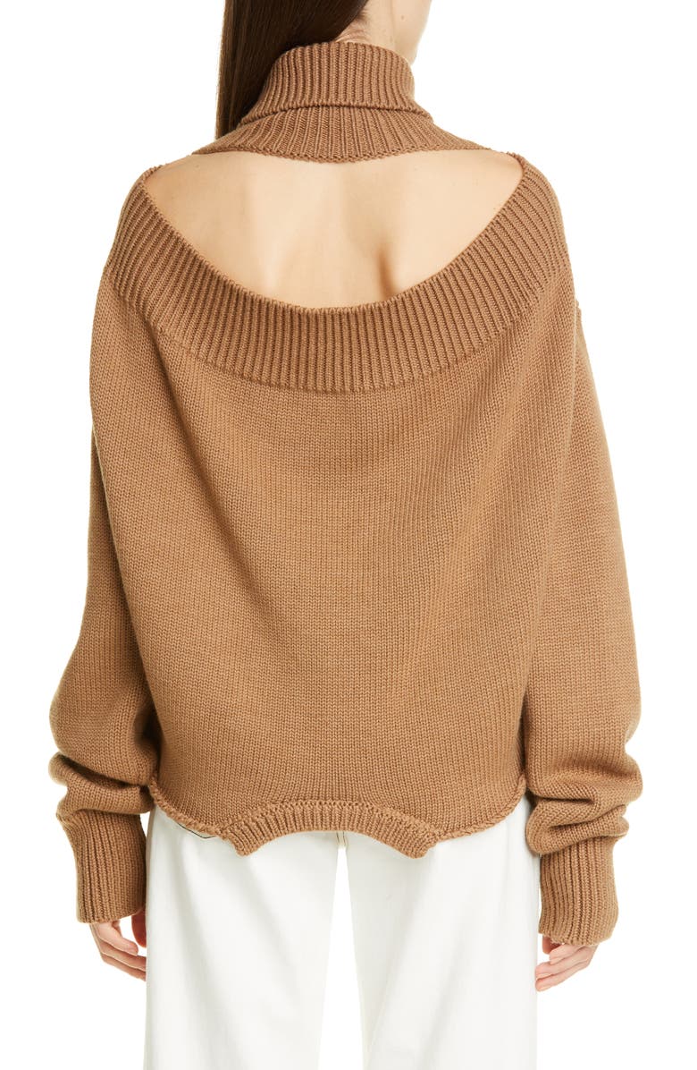 MONSE Cowl Back Merino Wool Turtleneck Sweater, Alternate, color, 