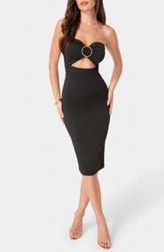 bebe Cutout Strapless Body-Con Dress