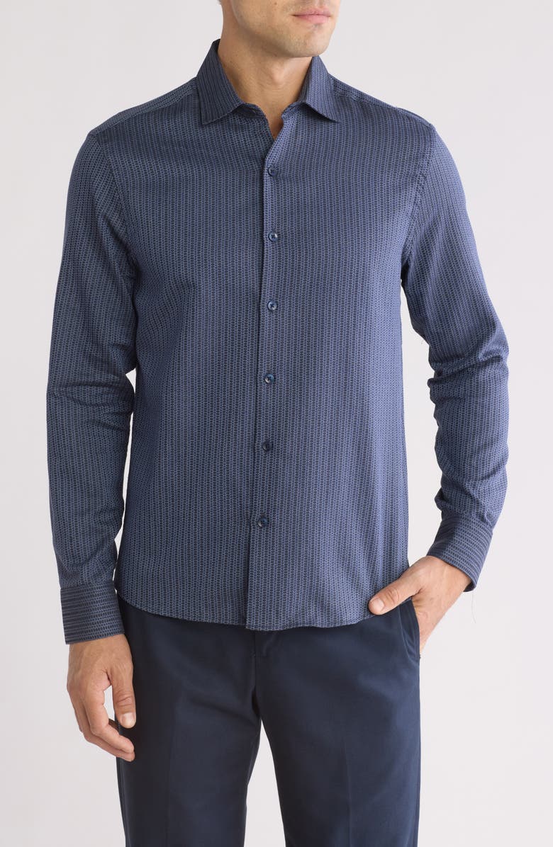 WESTZEROONE Evan Long Sleeve Button-Up Shirt, Main, color, Navy