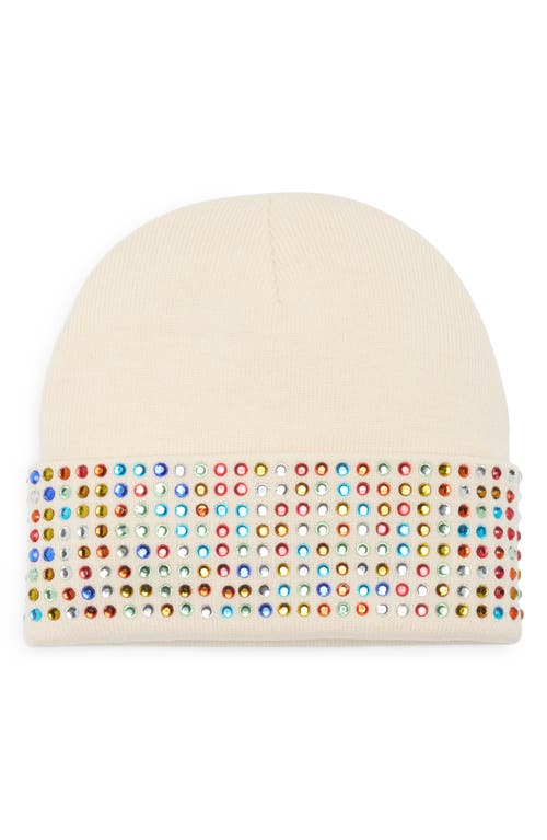 Kurt Geiger London Logo Patch Crystal Cuff Beanie In Multi