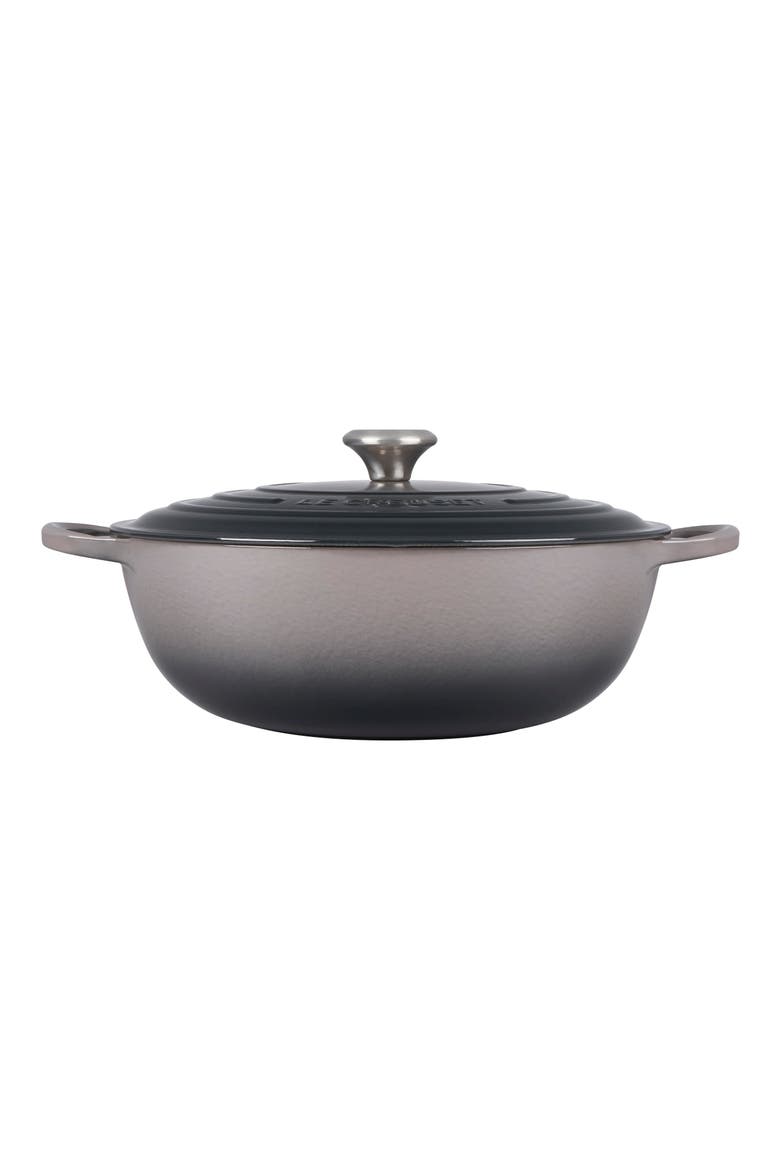 Signature 7.5-Quart Enameled Cast Iron Brazier, Alternate, color, OYSTER