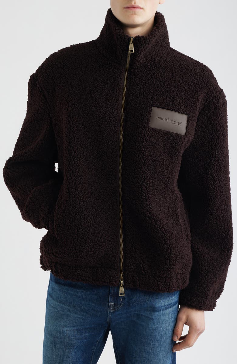 Reiss Mach Graphic High Pile Fleece Jacket, Alternate, color, Chocolate Brown
