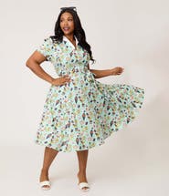 Unique Vintage Plus Size 1950s Collared Shirt Dress