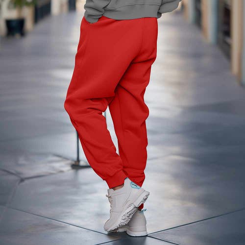 Dalix Mens Alien Midweight Fleece Jogger Pant In Red