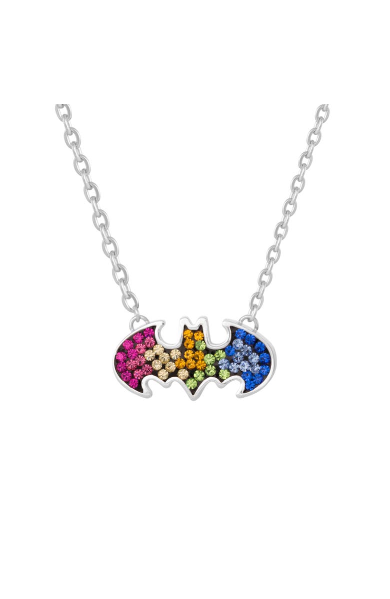 DC Comics Batman Stainless Steel Crystal Necklace, Main, color, Multi