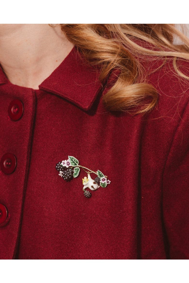 Blackberry & Mouse Brooch, Alternate, color, Blackberry & Mouse