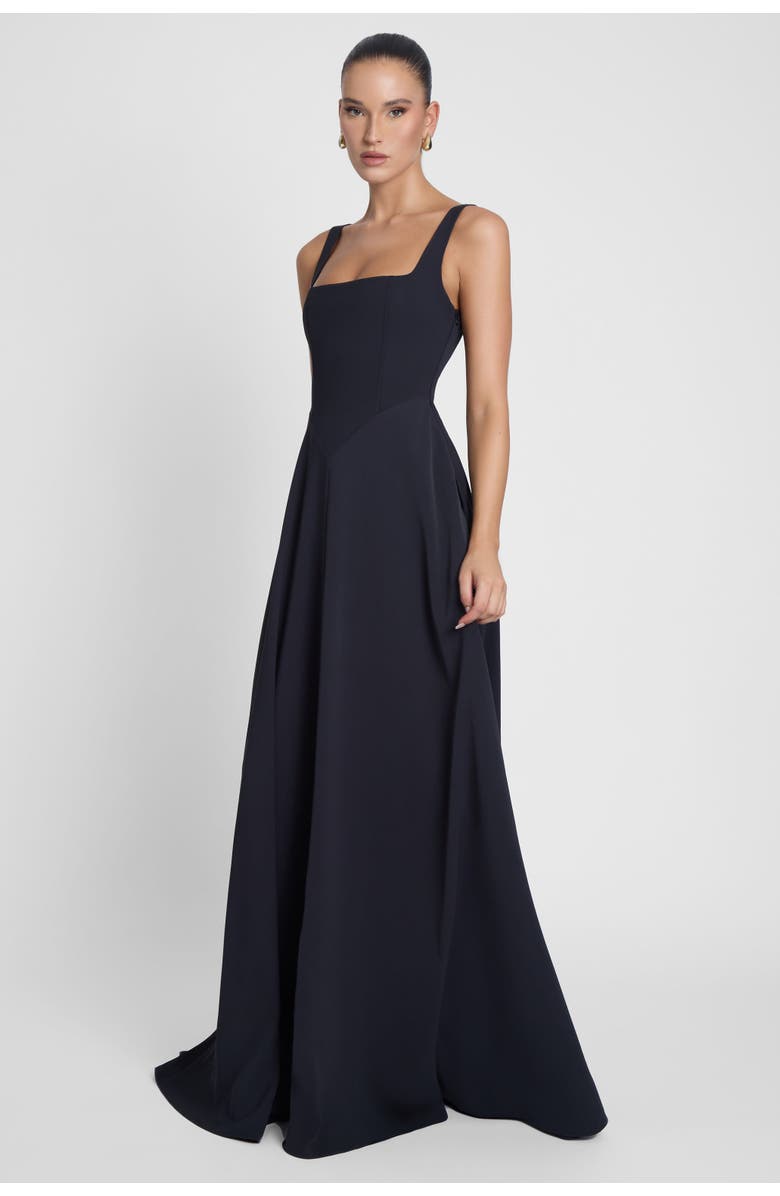 LEAU Siren Square Neck Corset Maxi Dress, Alternate, color, Black