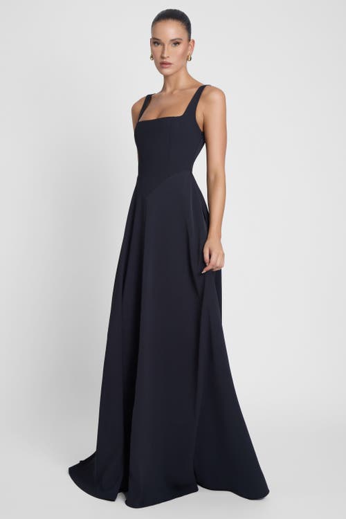 Leau Siren Square Neck Corset Maxi Dress In Black