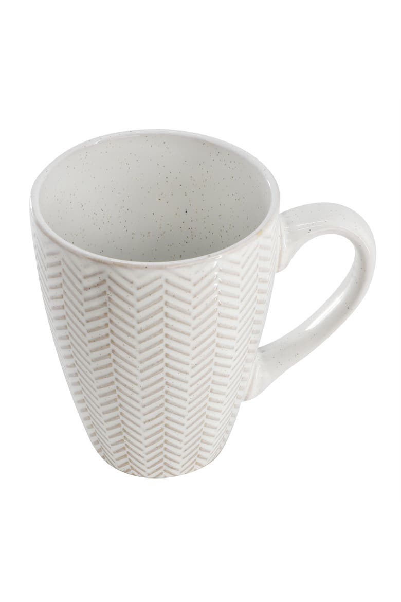 4 Piece 16 Ounce Stoneware Assorted Pattern Mug Set, Alternate, color, White