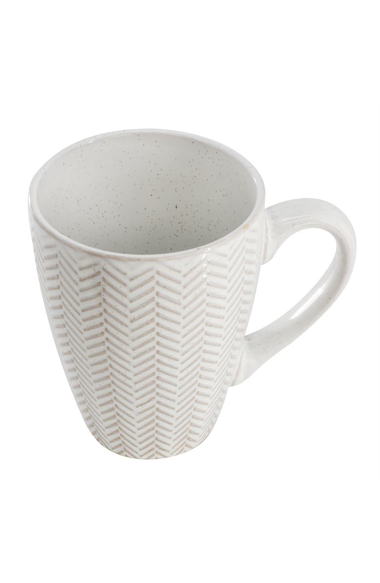 Gibson Elite Earlhart 4 Piece 16 Ounce Stoneware Assorted Pattern Mug Set, Alternate, color, White