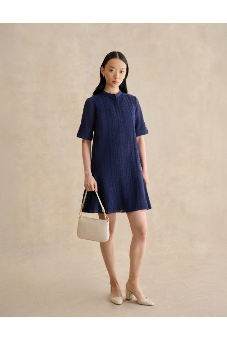 Jasmine Short Sleeve Flared Mini Dress, Alternate, color, True Navy
