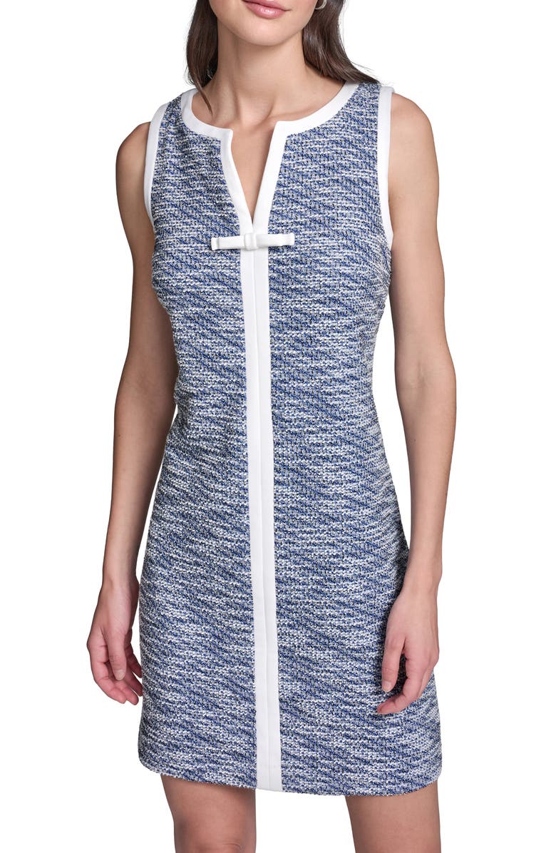 KARL LAGERFELD Metallic Tweed A-Line Minidress, Alternate, color, Blue Multi/ Soft White