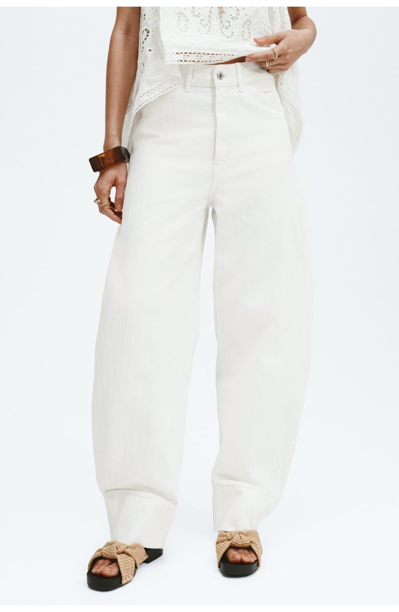 H&M Barrel Leg Regular Waist Jeans, Alternate, color, Cream
