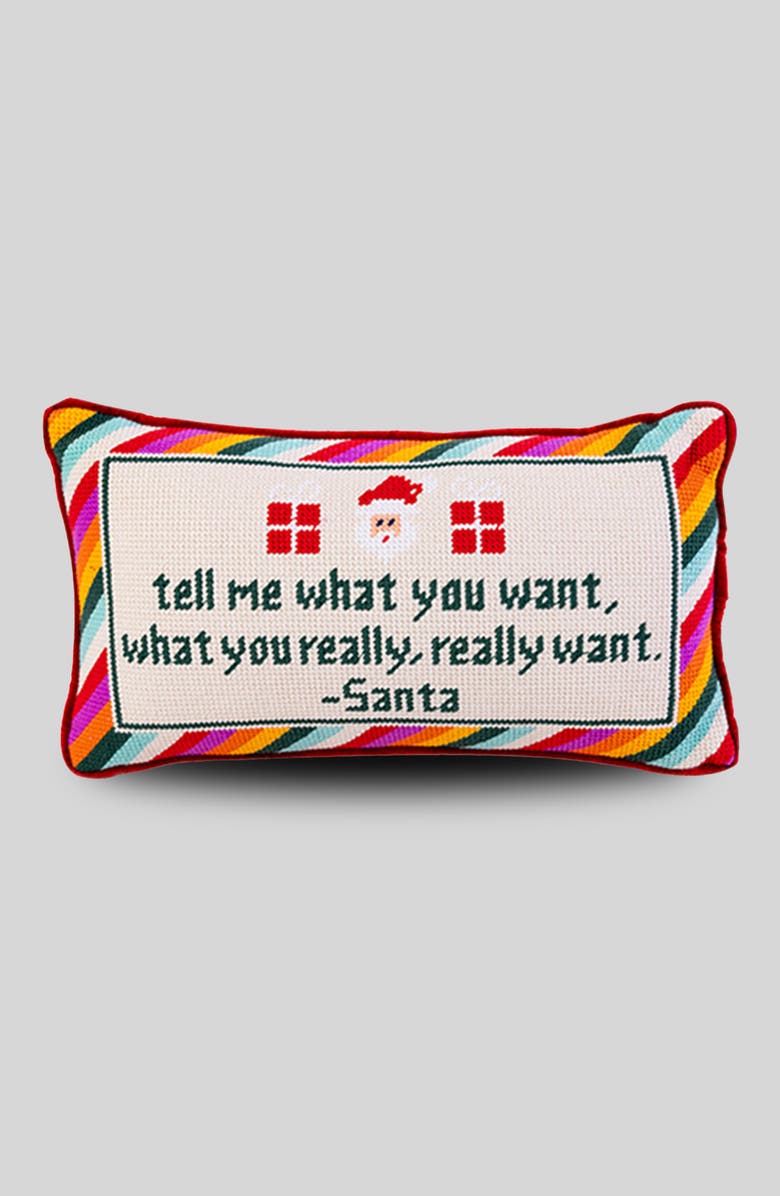 Furbish Tell Me What You Want Needlepoint Pillow, Main, color, Red