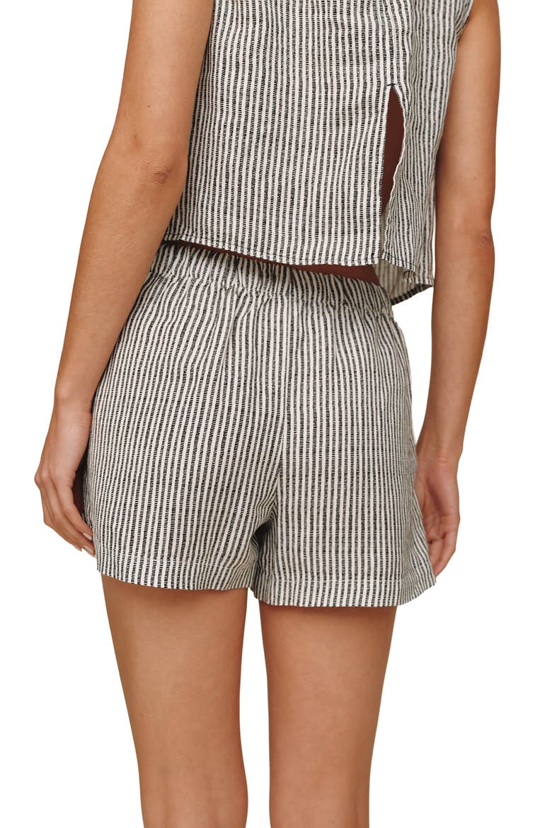 Catalina Stripe Pull-On Linen Blend Shorts, Alternate, color, HATCH STRIPE