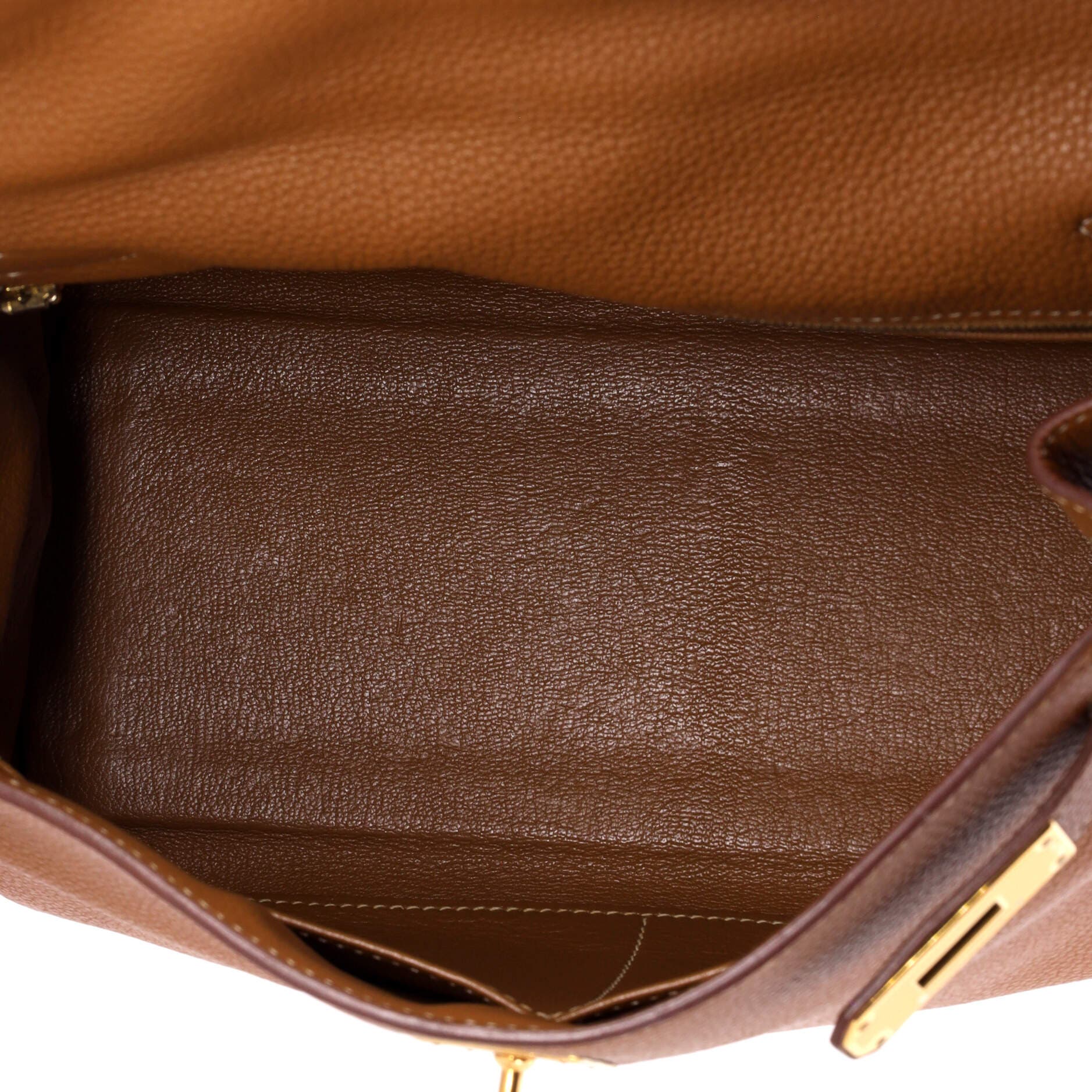 Pre-Owned Hermes Kelly Handbag Brown Togo with Gold Hardware 28, Alternate, color, Gold