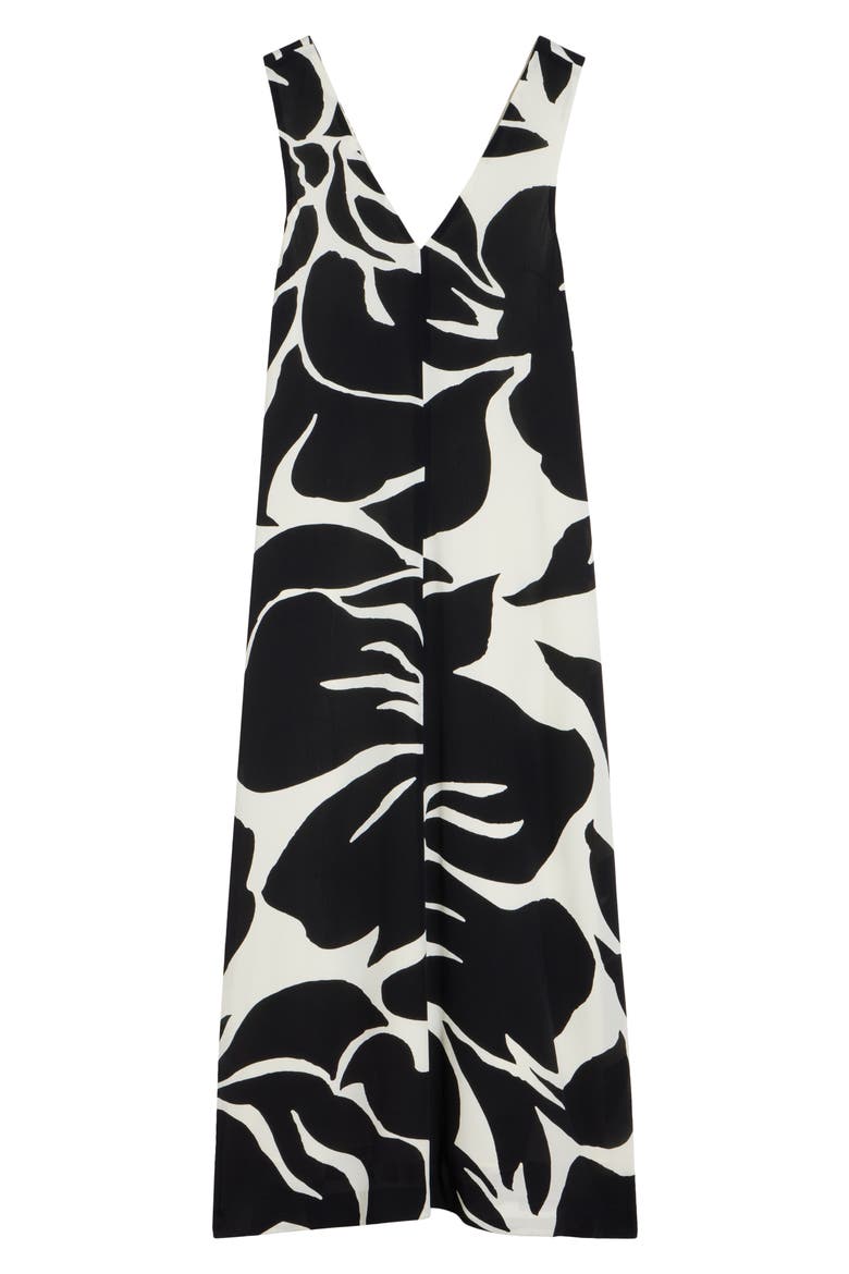 Dea Giant Floral Print Crepe Trapeze Dress, Alternate, color, BLACK