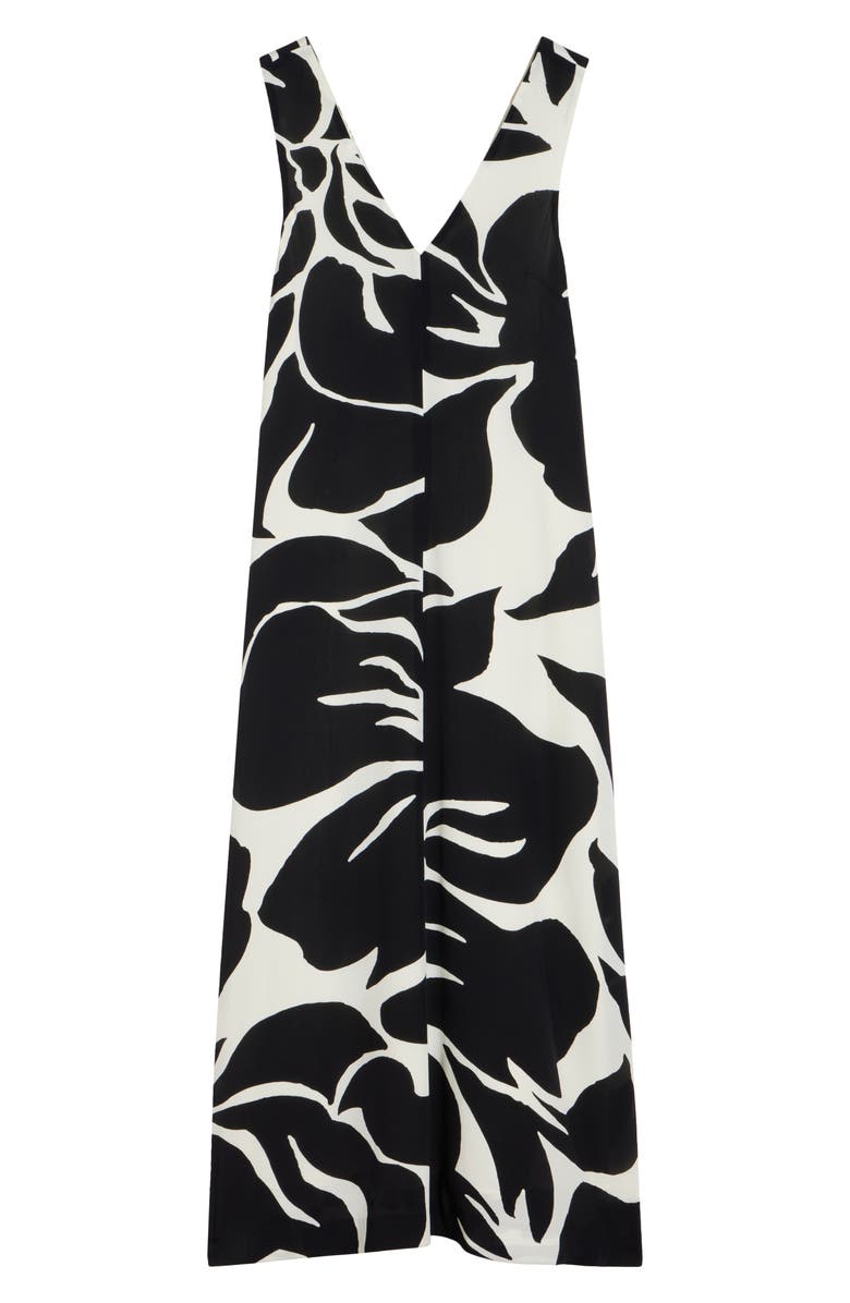 Dries Van Noten Dea Giant Floral Print Crepe Trapeze Dress, Alternate, color, Black