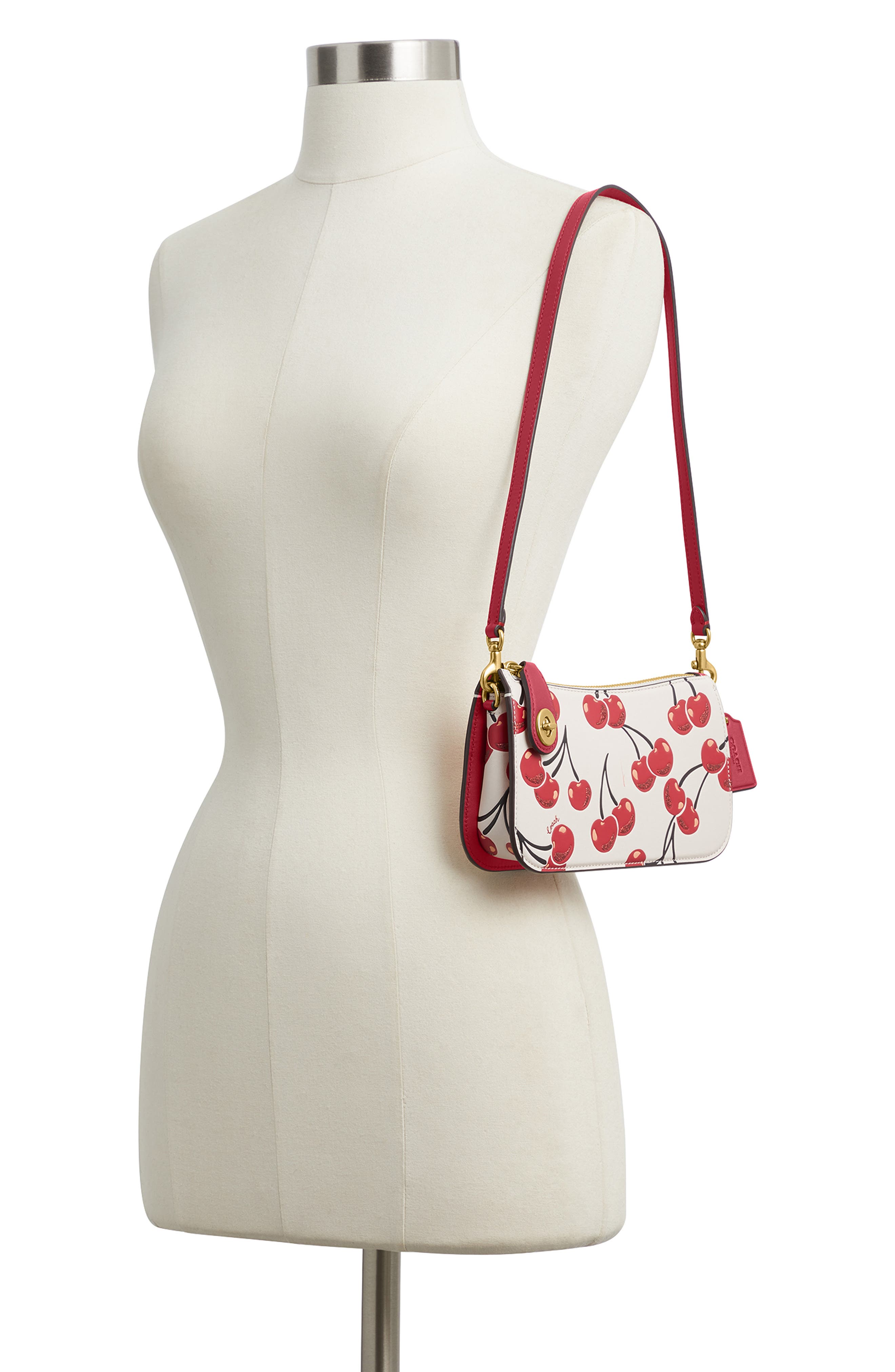 COACH Penn Cherry Print Shoulder Bag, Alternate, color, 