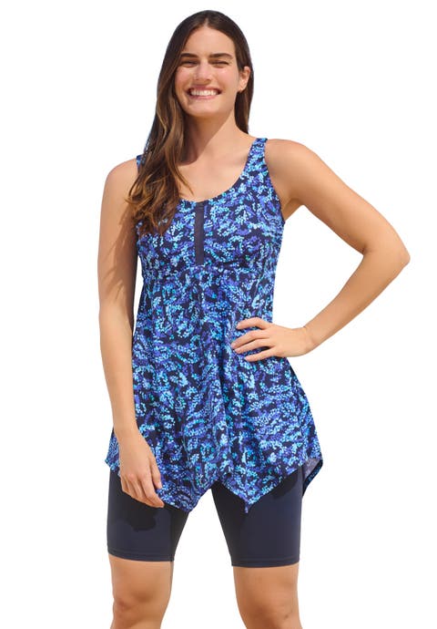 Longer-Length Handkerchief Hem Tankini Top