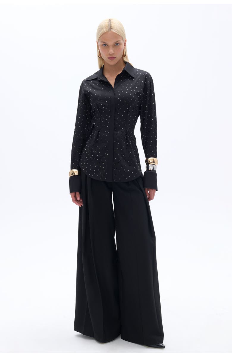 Nocturne Rhinestone Embroidered Button-Up Shirt, Alternate, color, 