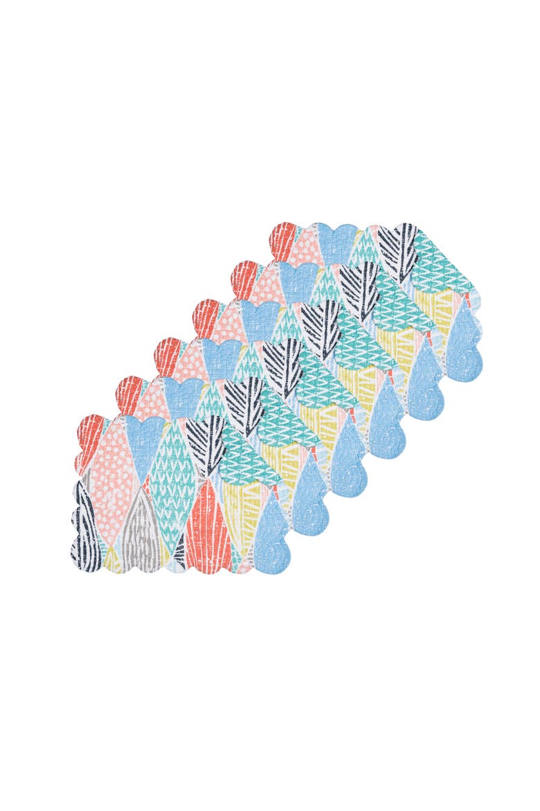 Surfside Sound Scalloped Placemats Set of 6 Nautical Design Beach, 13" x 19", Main, color, Blue