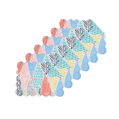 Surfside Sound Scalloped Placemats Set of 6 Nautical Design Beach, 13" x 19"