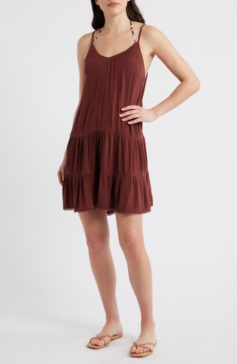 Tiered Crinkle Cover-Up Dress
