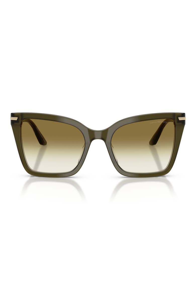 53mm Gradient Square Sunglasses, Main, color, SHINY DARK GREEN / CLEAR