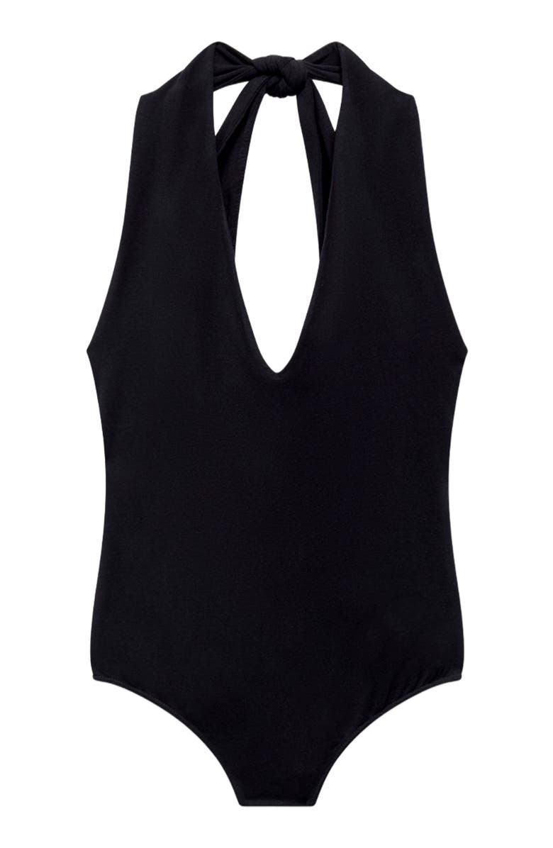Another Tomorrow Halter Bodysuit, Alternate, color, Black