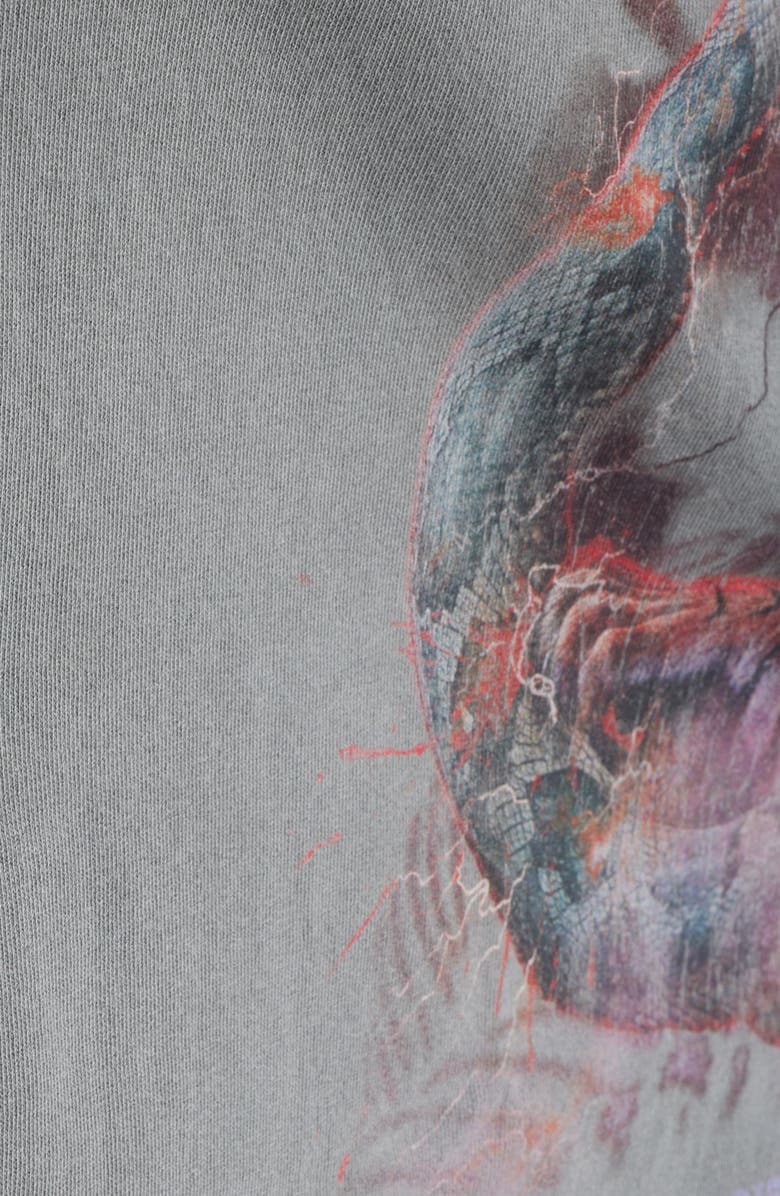 Ksubi Knotted Ekcess Oversize Graphic T-Shirt, Alternate, color, Charcoal