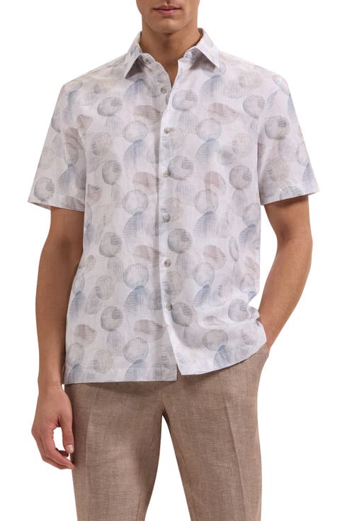 Vero Shaped Fit Abstract Print Short Sleeve Button-Up Shirt