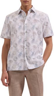 Bugatchi Vero Shaped Fit Abstract Print Short Sleeve Button-Up Shirt