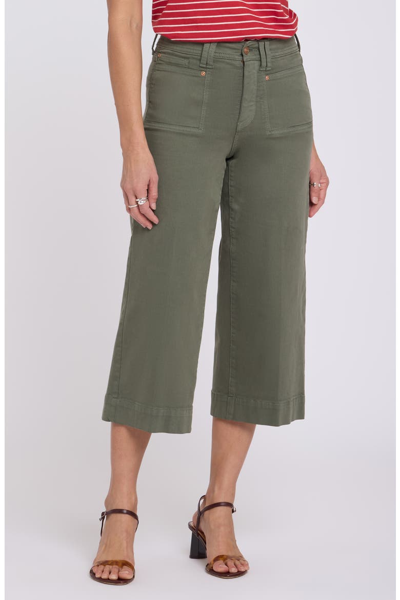 Brigitte Patch Pocket High Waist Wide Leg Capri Jeans, Main, color, DESERT GREEN