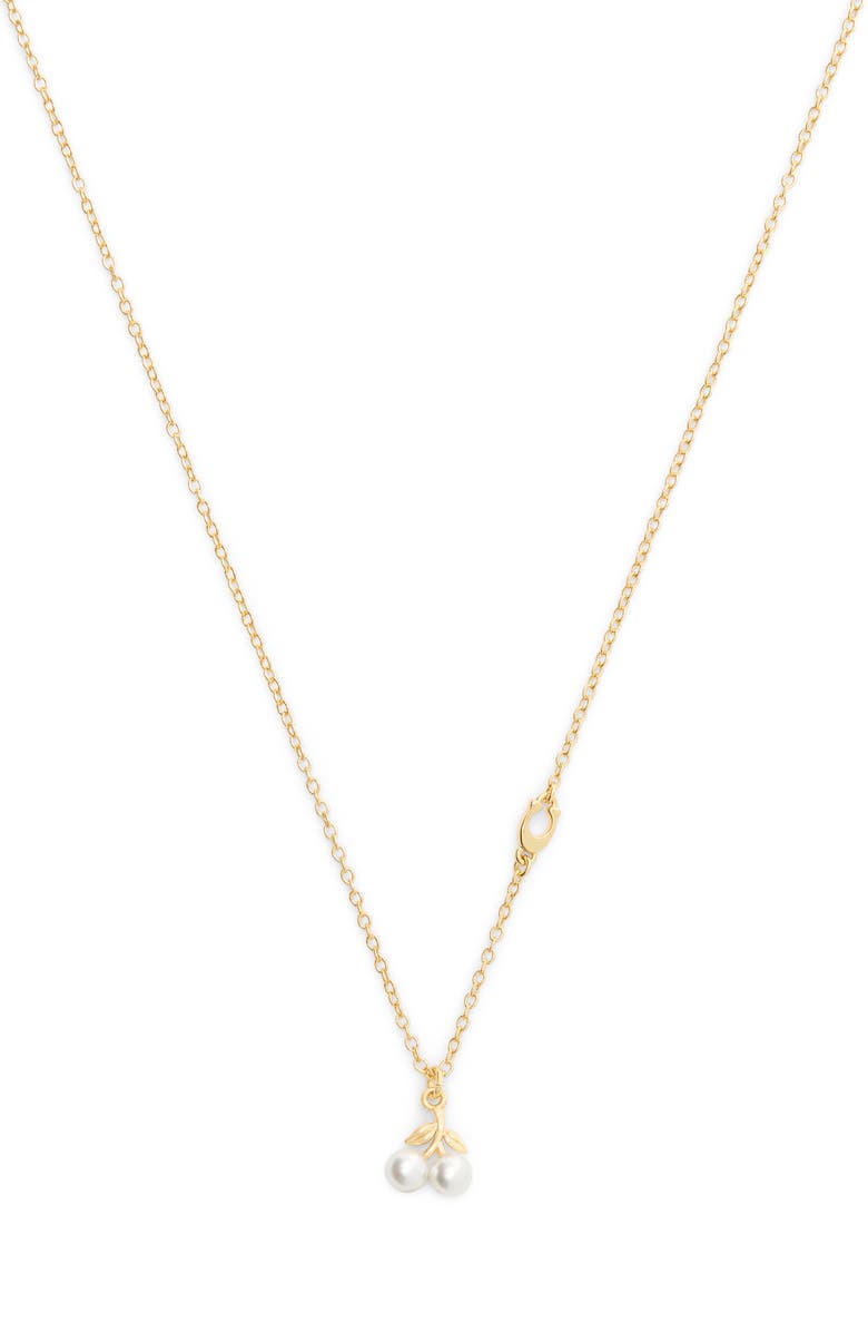 COACH Faux Pearl Cherry Pendant Necklace, Alternate, color, Pearl