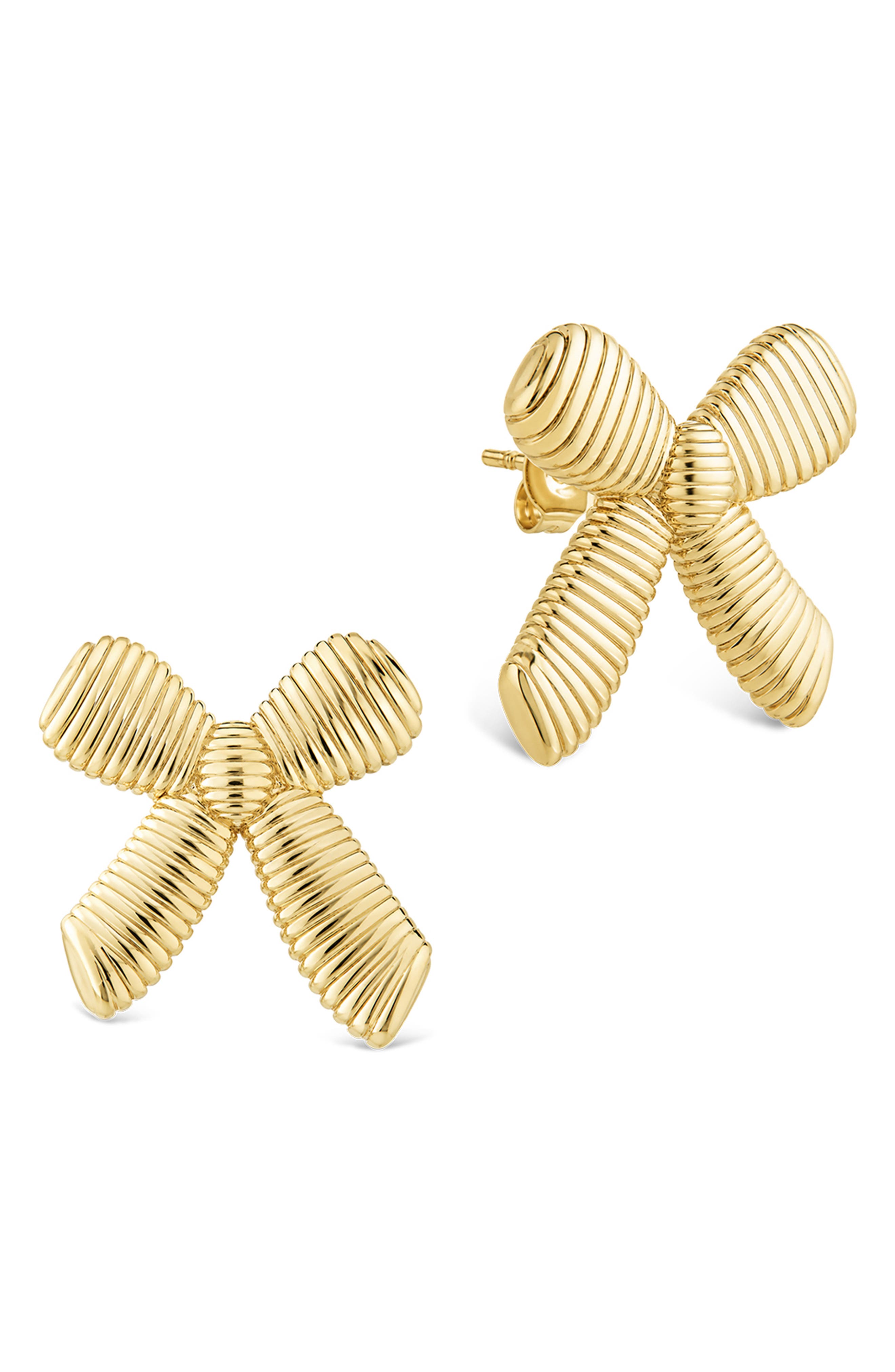 Ribbed Bow Stud Earrings