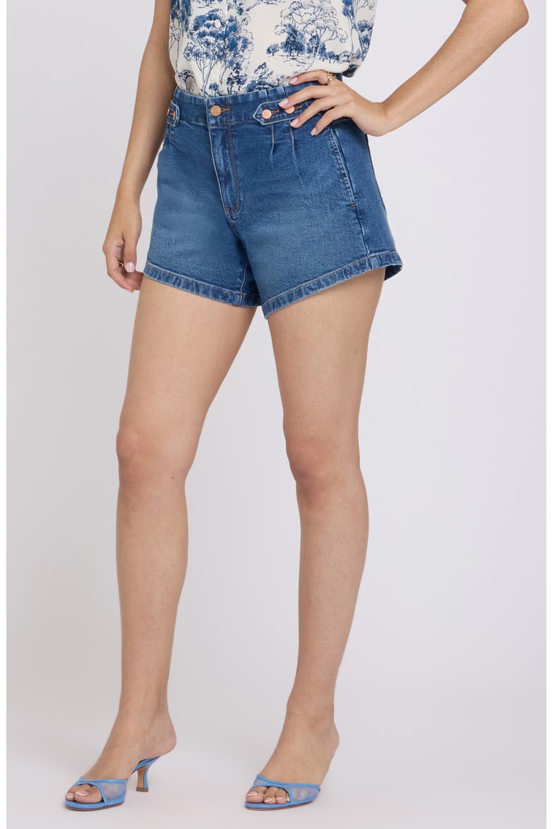 Seline Button Tab Denim Shorts, Alternate, color, WILD RIVER