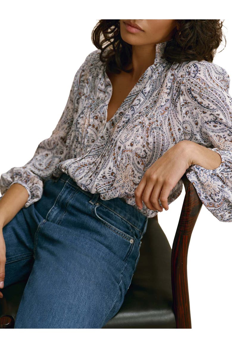 Paisley Print Blouse, Alternate, color, Camel