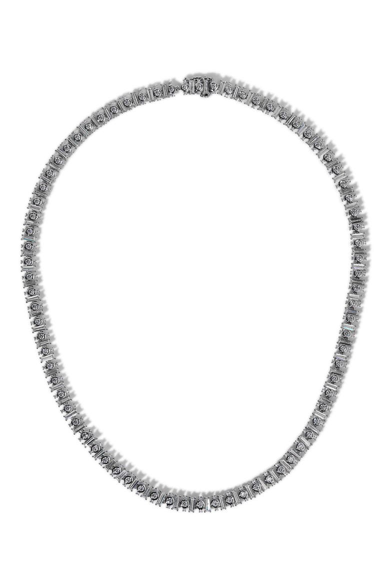 Cubic Zirconia Baguette Collar Necklace, Main, color, RHODIUM