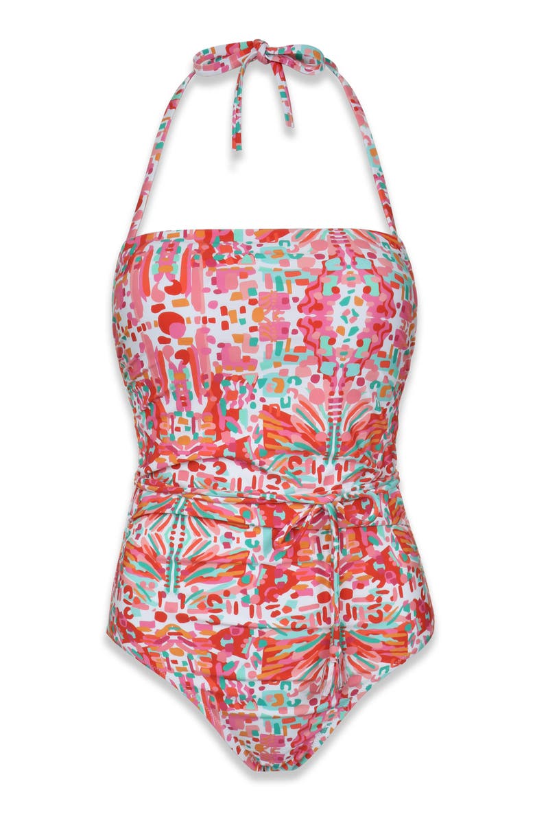 HELEN JON Tassel Belt Bandeau One-Piece, Alternate, color, Jungle De Rio