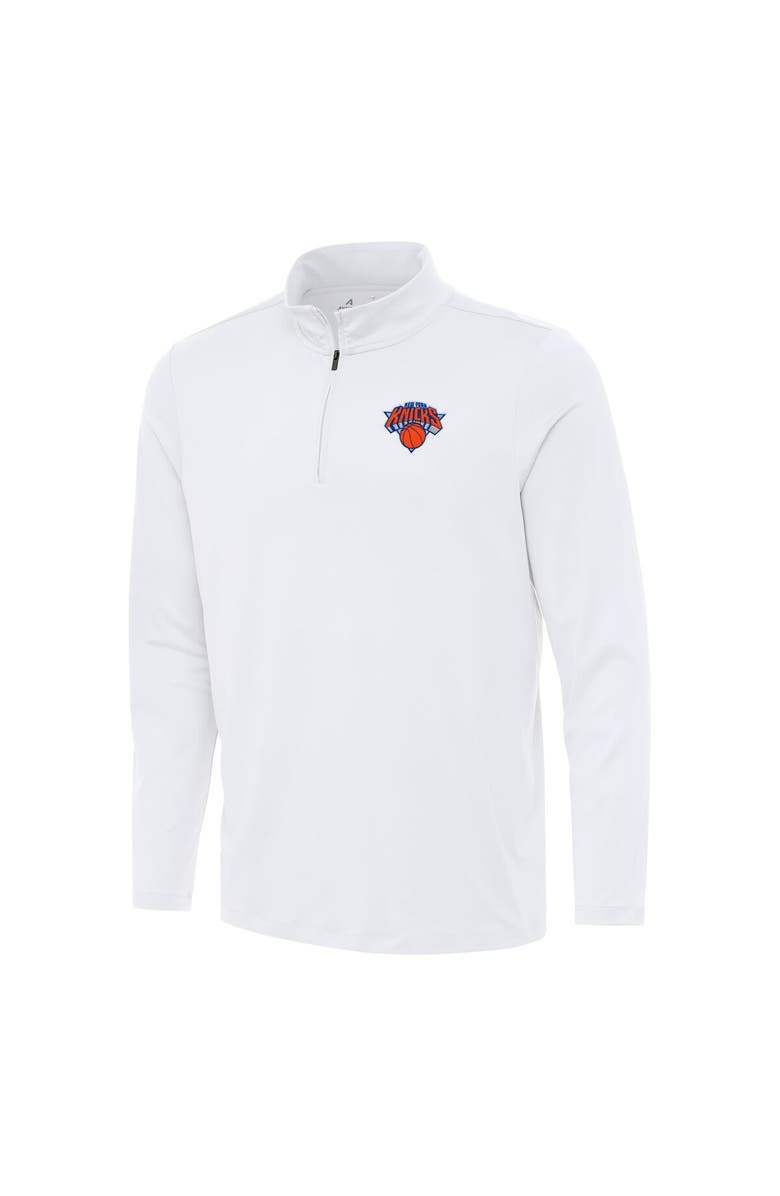 ANTIGUA Men's Antigua White New York Knicks Reprocess Quarter-Zip Top, Main, color, White