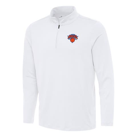 Men's Antigua White New York Knicks Reprocess Quarter-Zip Top