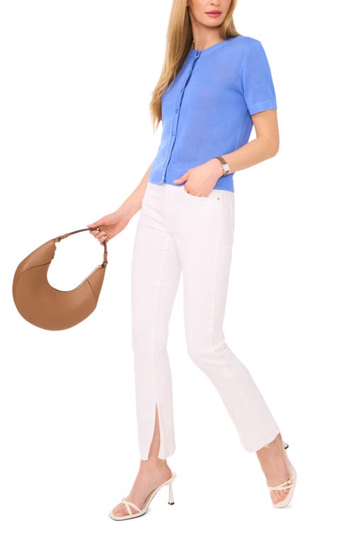 HALOGENR HALOGEN(R) SHORT SLEEVE BUTTON-UP SWEATER